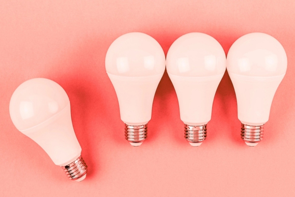 LED Lights against pink background depicting energy efficiency