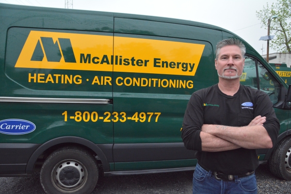 McAllister Energy HVAC technician and service van