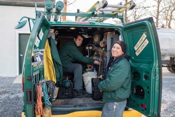 McAllister Energy HVAC technicians in the service van